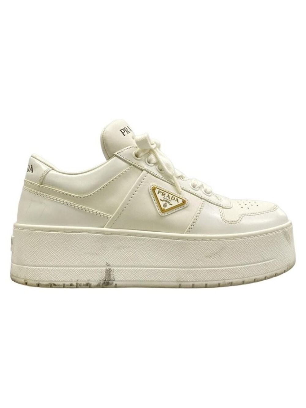 Prada Sneakers 36 Downtown White Triangle Logo Leather - Picture 4 of 12